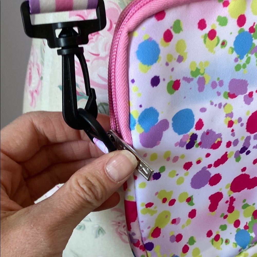 Pink and White Floral Crossbody Bag with Adjustable Strap - Picture 7 of 10